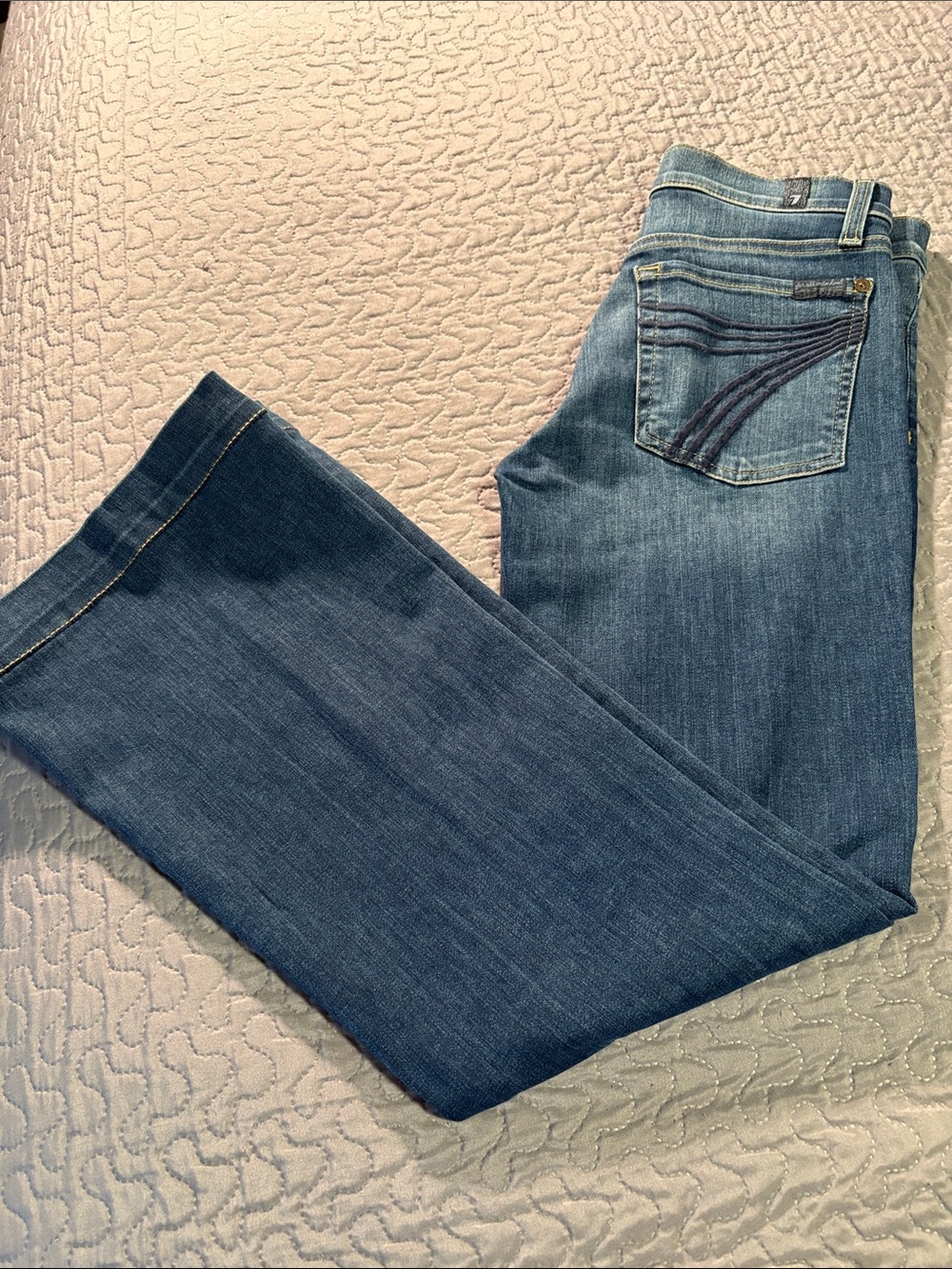 7 For All Mankind Dojo Jeans Size 28 Dark Wash Wide Leg Bootcut Y2K
